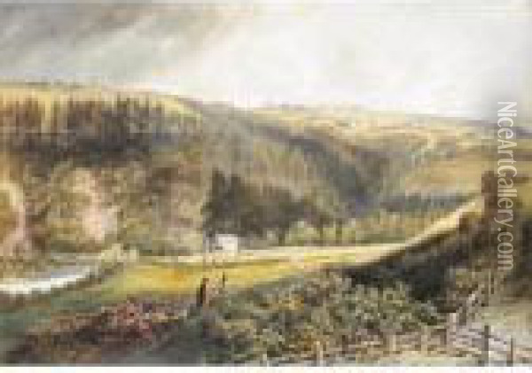 A Wooded Valley With Figures Oil Painting - John Wilson Carmichael