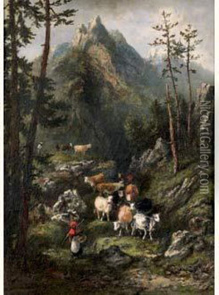 Bergere Des Pyrenees Oil Painting - Narcisse-Virgile D Az De La Pena