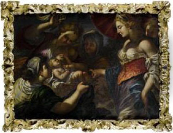 Abraham And The Three Angels Oil Painting - Antonio Molinari