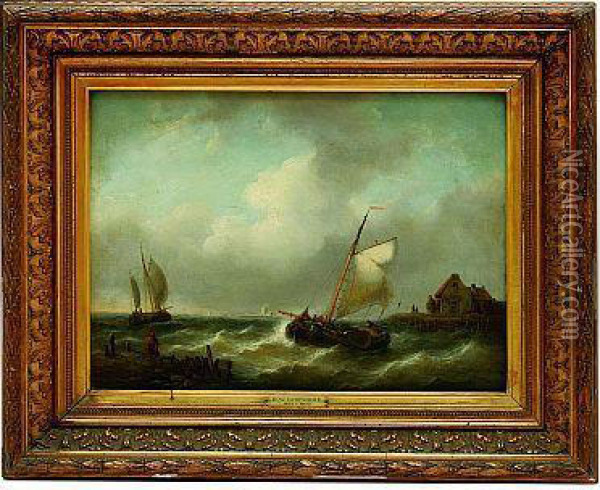 Pescadores Oil Painting - George Willem Opdenhoff
