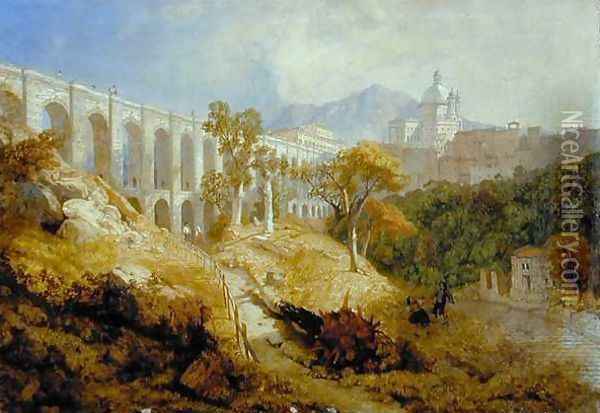 The Aqueduct at Arricia, Near Rome, 1866 Oil Painting - James Baker Pyne