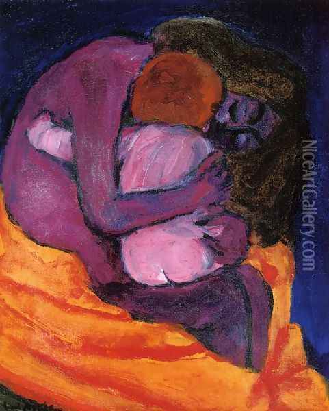 Mother and Child Oil Painting - Emil Nolde