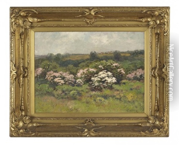 Springtime Landscape With A Homestead Oil Painting - Alexander Theobald Van Laer