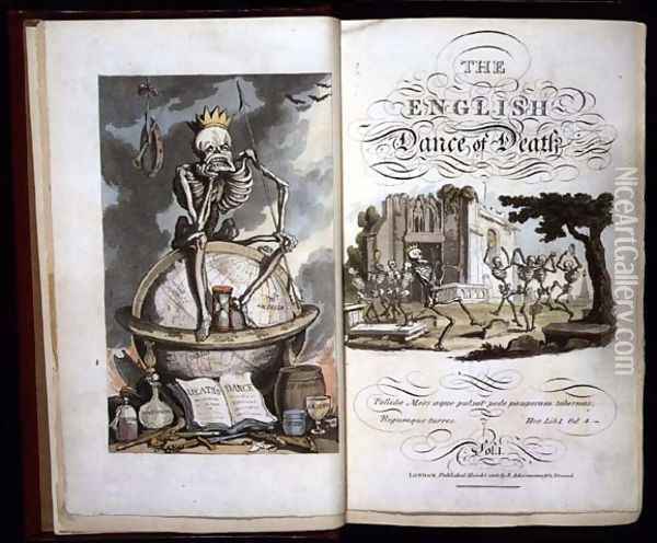 Title page from The English Dance of Death, pub. by R. Ackermann, 1816 Oil Painting - Thomas Rowlandson