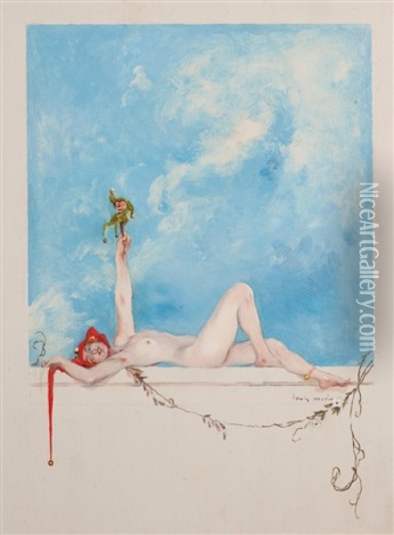 La Fille Et Le Pantin Oil Painting - Louis Morin