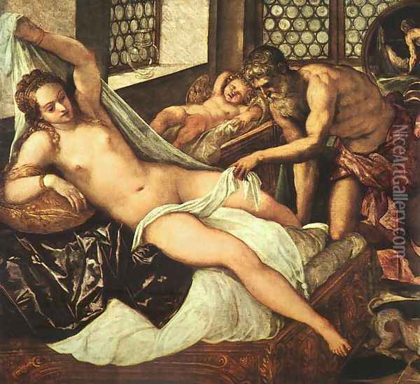 Venus, Vulcan and Mars Oil Painting - Jacopo Tintoretto (Robusti)