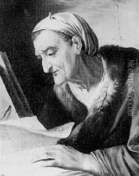 Old Woman Reading Oil Painting - Giacomo Francesco Cipper