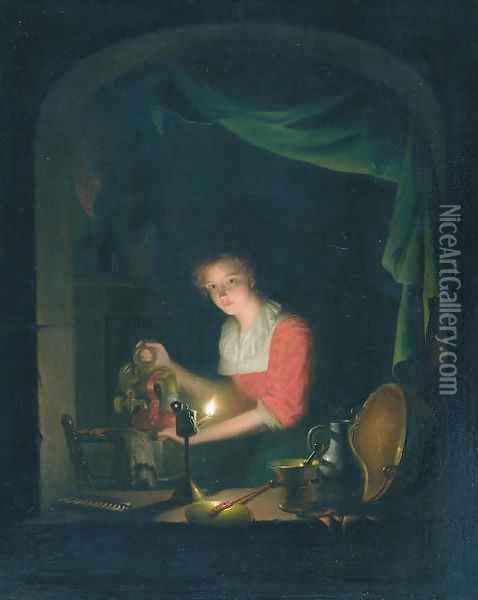 Filling the kettle Oil Painting - Johannes Rosierse