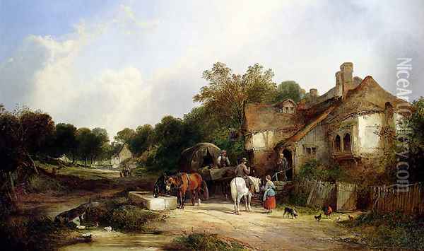 The Road Side Inn, Somerset Oil Painting - Snr William Shayer