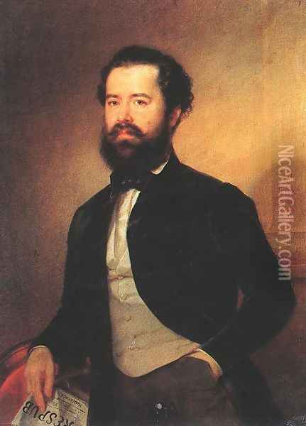 Portrait of Bertalan Szemere 1851 Oil Painting - Sandor Kozina