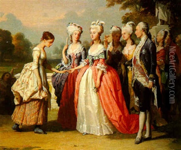 Marie Antoinette Faisant Ses Adieux A Une Servante Oil Painting - Auguste Lebouys