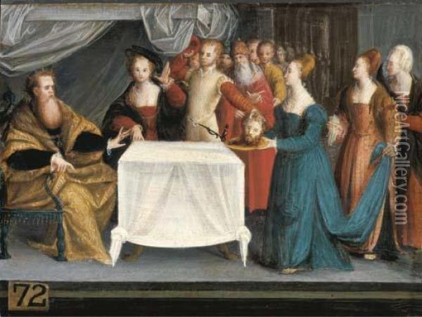 Salome With The Head Of Saint John The Baptist Oil Painting - Defendente Ferrari