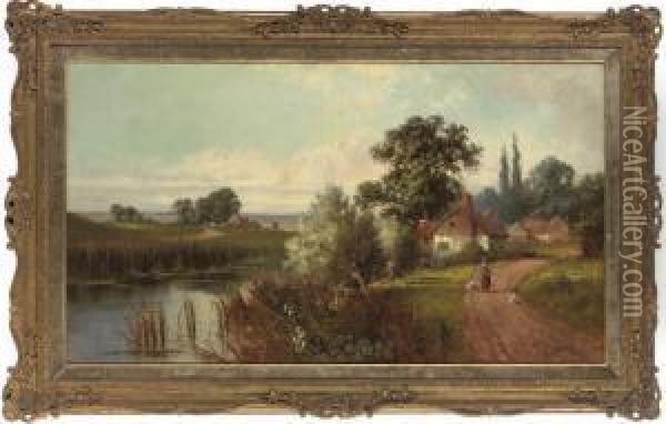 A Stroll Along A Country Lane Oil Painting - Frank Hider