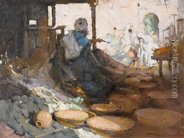 The Moorish Potter At Work Oil Painting - W.B. McInness
