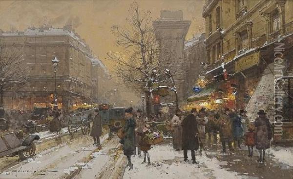 Boulevard In Paris Oil Painting - Eugene Galien-Laloue