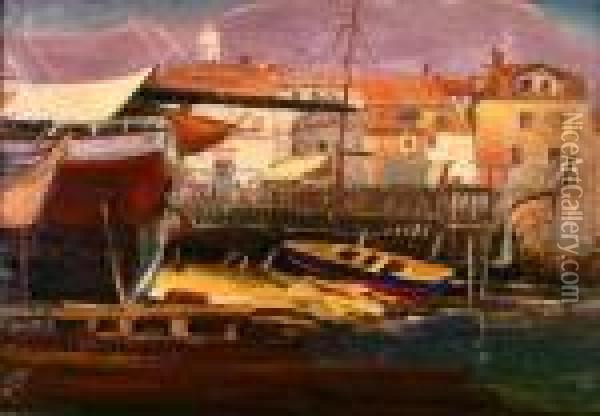 Harbor Scene Oil Painting - Albert Lebourg