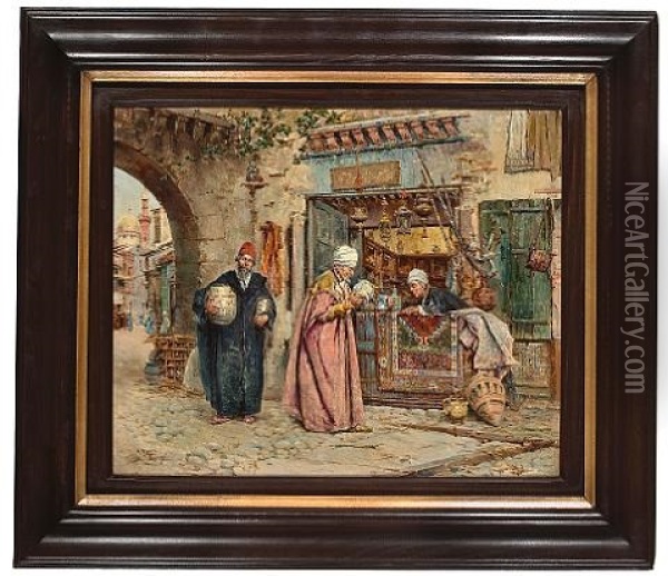 The First Sale Of The Day Oil Painting - Antonio Maria de Reyna Manescau
