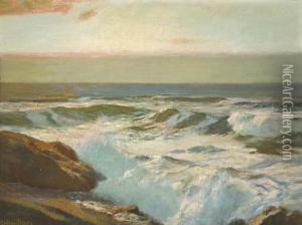 Breaking Waves Oil Painting - Julius Olsson
