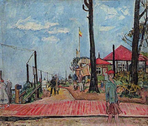 Strandpromenade In Graal Oil Painting - Erich Buettner