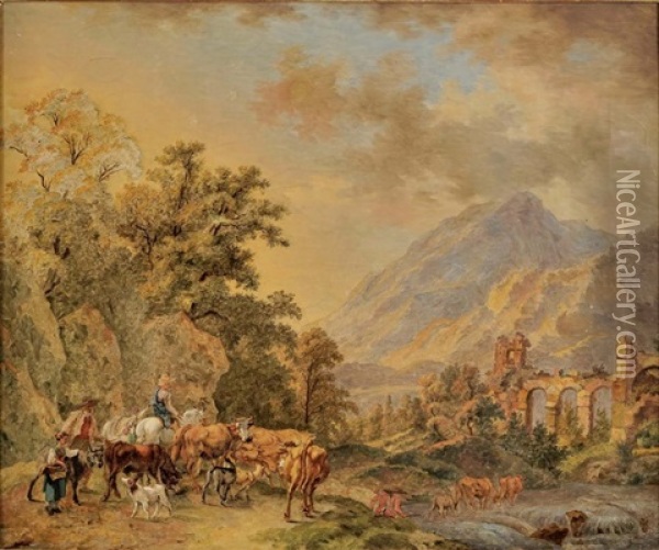 Paysage Compose Neo-classique Oil Painting - Pierre Louis De La Rive