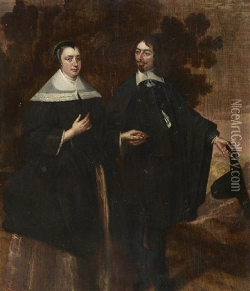 Portrait Of A Couple Oil Painting - Bartholomeus Van Der Helst