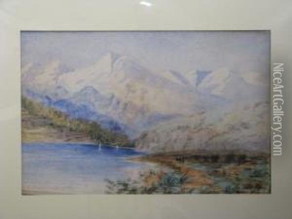 Alpine Lakescene Oil Painting - Ernest Moore
