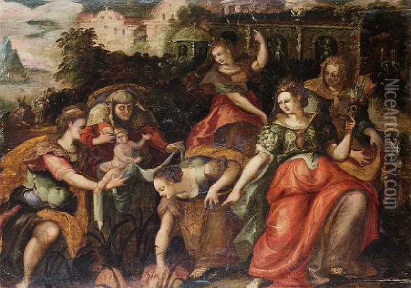 The Finding Of Moses Oil Painting - Maarten de Vos