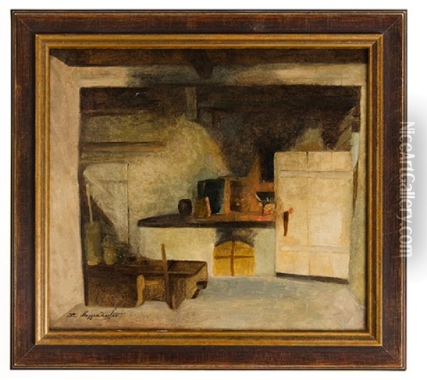 Kucheninterieur In Einem Bauernhaus Oil Painting - Lothar Meggendorfer