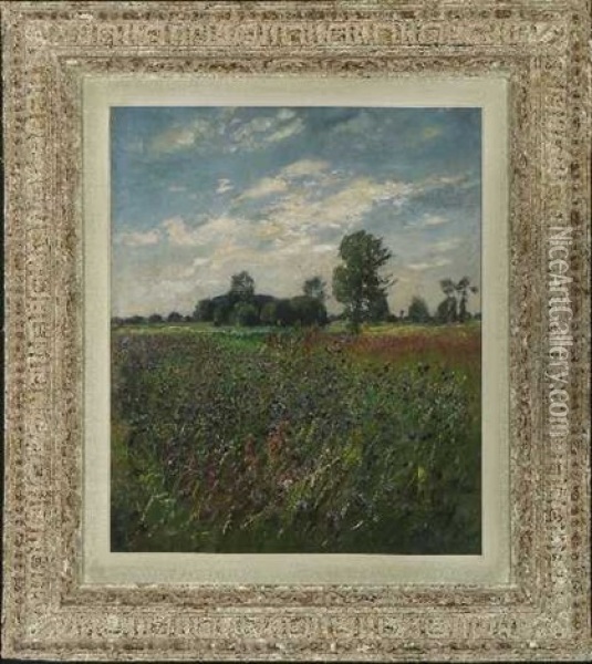 Sommerliche Wiesenlandschaft Oil Painting - Adolf Lins
