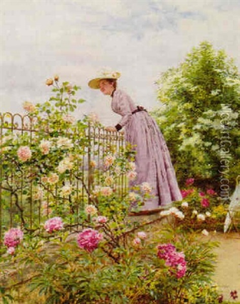Madame Girard Dans Le Jardin De Farcy Oil Painting - Marie Francois Firmin-Girard
