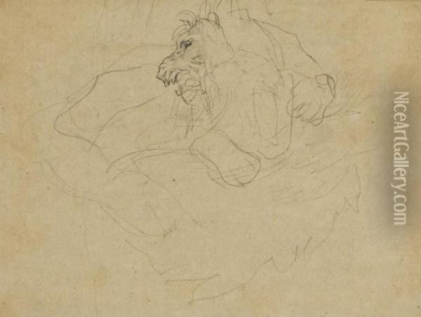 A Lion Snarling Oil Painting - Theodore Gericault