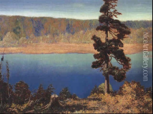 Northern Lake Oil Painting - Francis Hans Johnston