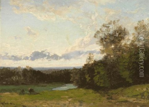 Bewaldetes Tal Mit Fluschen Oil Painting - Louis-Auguste Auguin