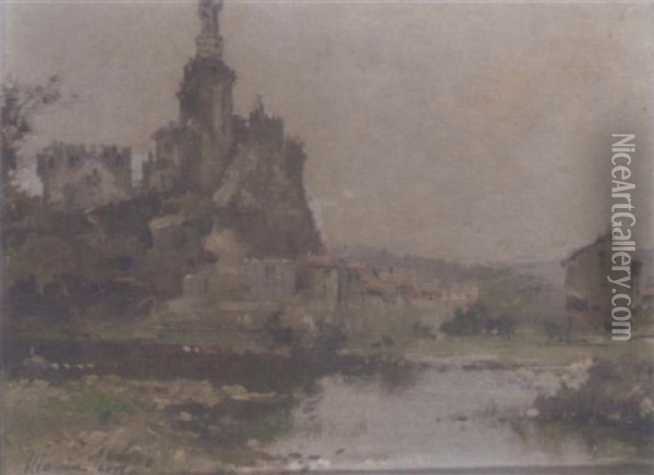 Riverside Village Oil Painting - Maurice Levis