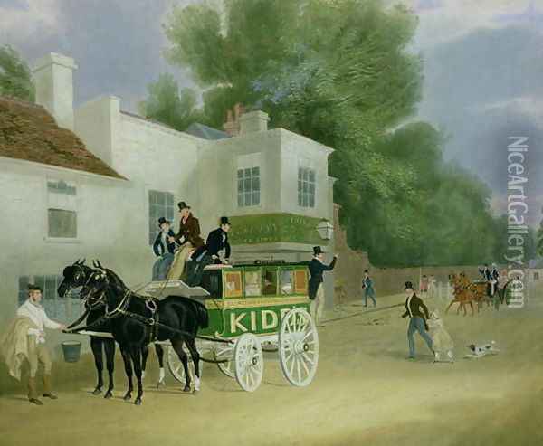 Kidd's Omnibus to Turnham Green at the Angel Inn Oil Painting - James Pollard