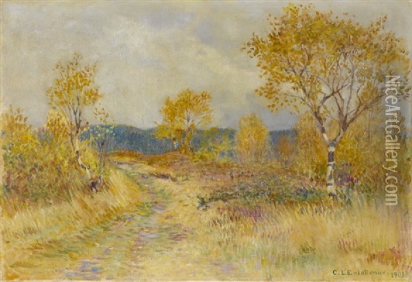 Landschaft Mit Birken Im Fruhling Oil Painting - Charles L'Eplattenier