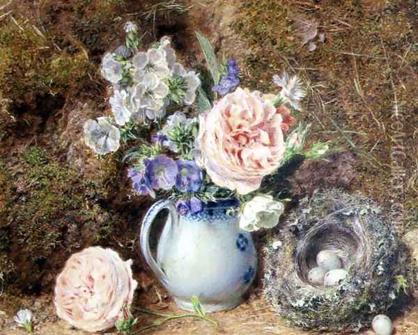 Still Life of Flowers and Nest Oil Painting - William Henry Hunt
