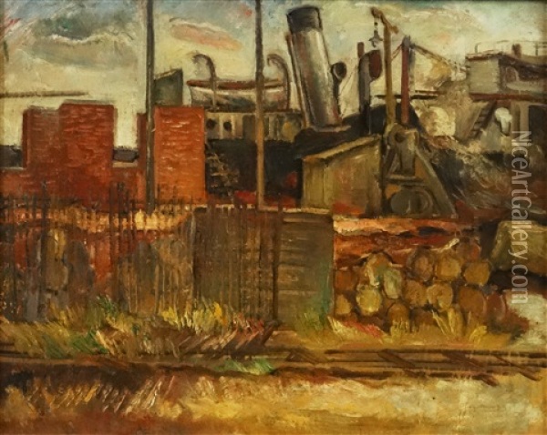 Shipyard Oil Painting - Petre Iorgulescu Yor