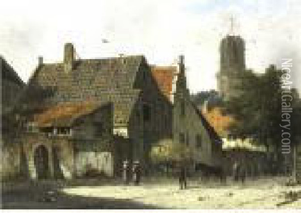 A Dutch Village Oil Painting - Adrianus Eversen