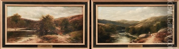 Two Views Of North Wales: On The Lledr Oil Painting - Adam Barland