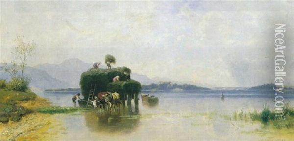 Heuernte Am Chiemsee Oil Painting - Christian Friedrich Mali
