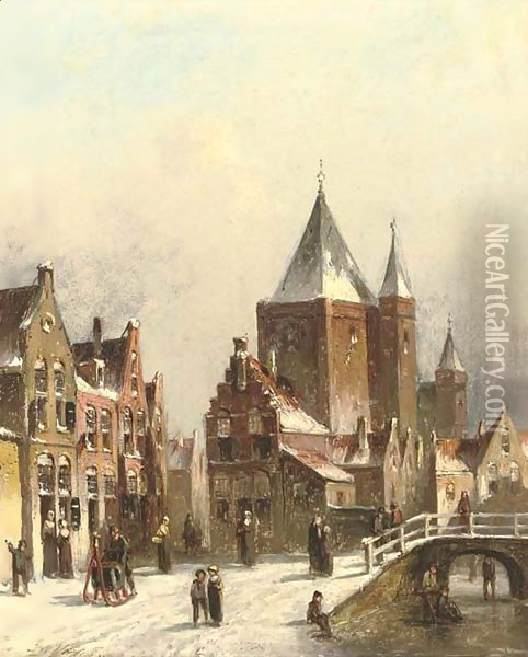 Haarlem in winter Oil Painting - Pieter Gerard Vertin