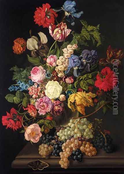 Large Flower Still Life (Grosses Blumenbouquet) Oil Painting - Sebastian Wegmayr