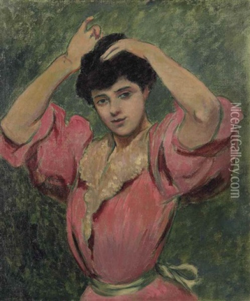 Femme Se Coiffant Oil Painting - Federico Zandomeneghi
