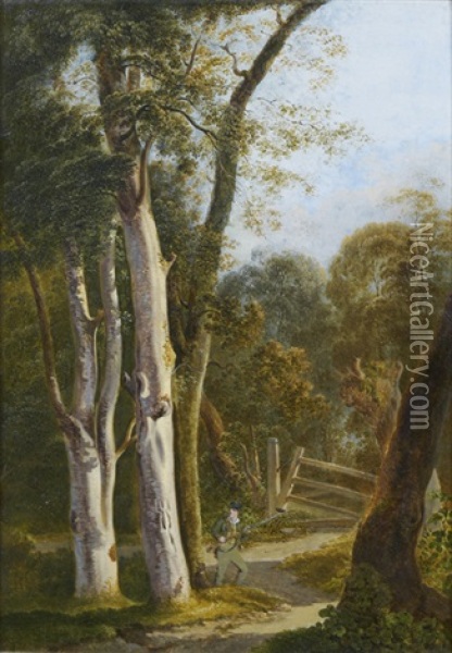 Chasseur Dans Un Sous-bois Oil Painting - Heinrich Rieter
