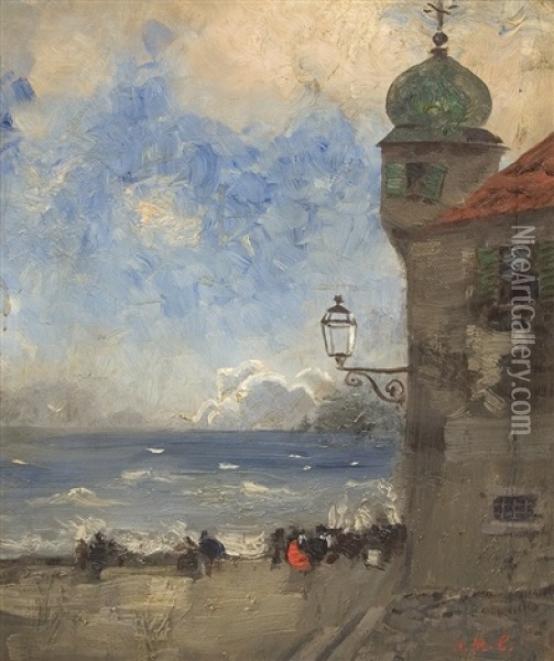 At The Coast Oil Painting - Adolf Leonhard Mueller-Cassel