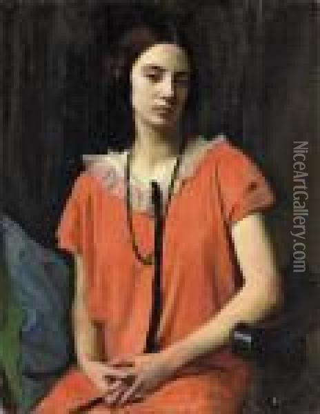 The Orange Dress Oil Painting - George Spencer Watson