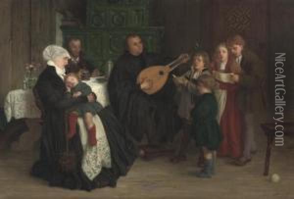 The Musical Performance Oil Painting - Gustav-Adolf Spangenberg