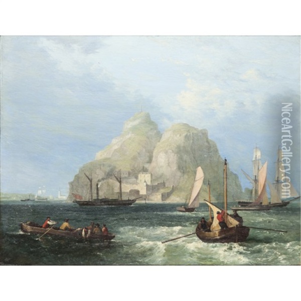 Shipping Off Dumbarton Rock Oil Painting - William Clarkson Stanfield