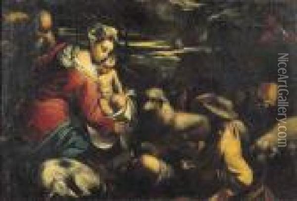 Nativita Di Cristo Oil Painting - Jacopo Bassano (Jacopo da Ponte)